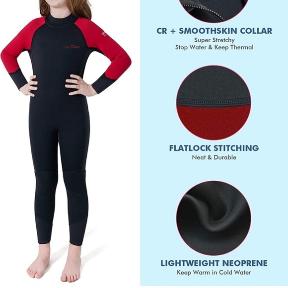 Kids Black and Red Dark Lightning Wetsuit size 6 - Picture 5 of 11